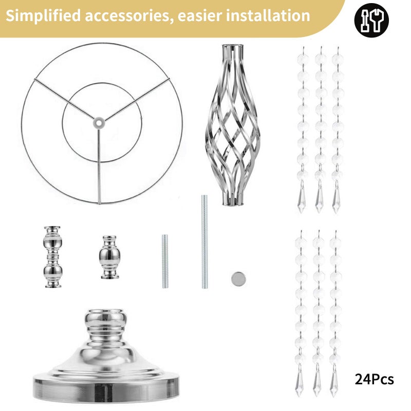 NUPTIO 2 Pcs 19.3 inches Tall Crystal Flower Stand Wedding Road Lead Tall Flower Holders Centerpiece Crystal Flower Chandelier Metal Flower Vase for Reception Tables Wedding Supplies - Image 5